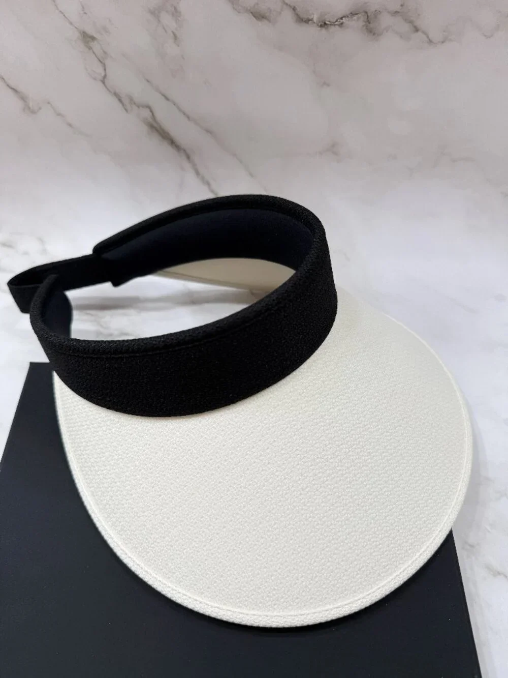 Chrissie Morris Wide Brim Fabric Sun Visor Black & White BRAND NEW